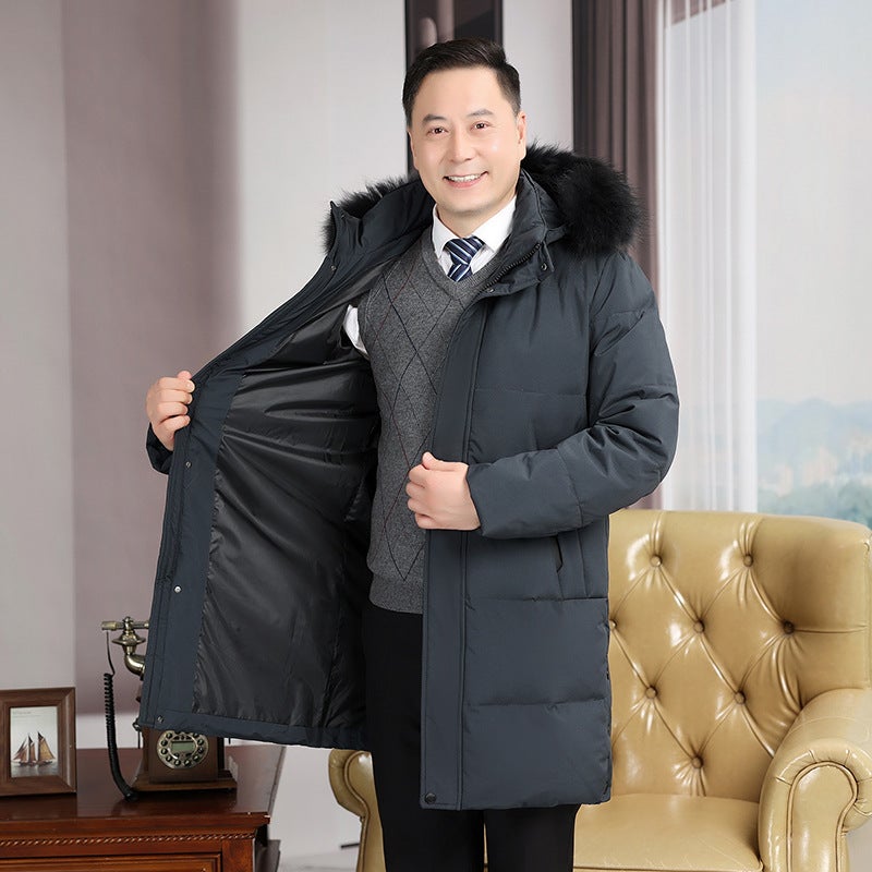 New Dad Wear Long Over-The-Knee Down Jacket Manufacturer Down Jacket Work Clothing Korean Version Plus - Image 5