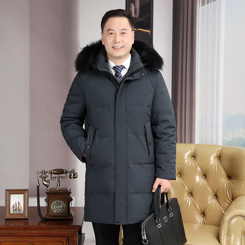 New Dad Wear Long Over-The-Knee Down Jacket Manufacturer Down Jacket Work Clothing Korean Version Plus - Image 1