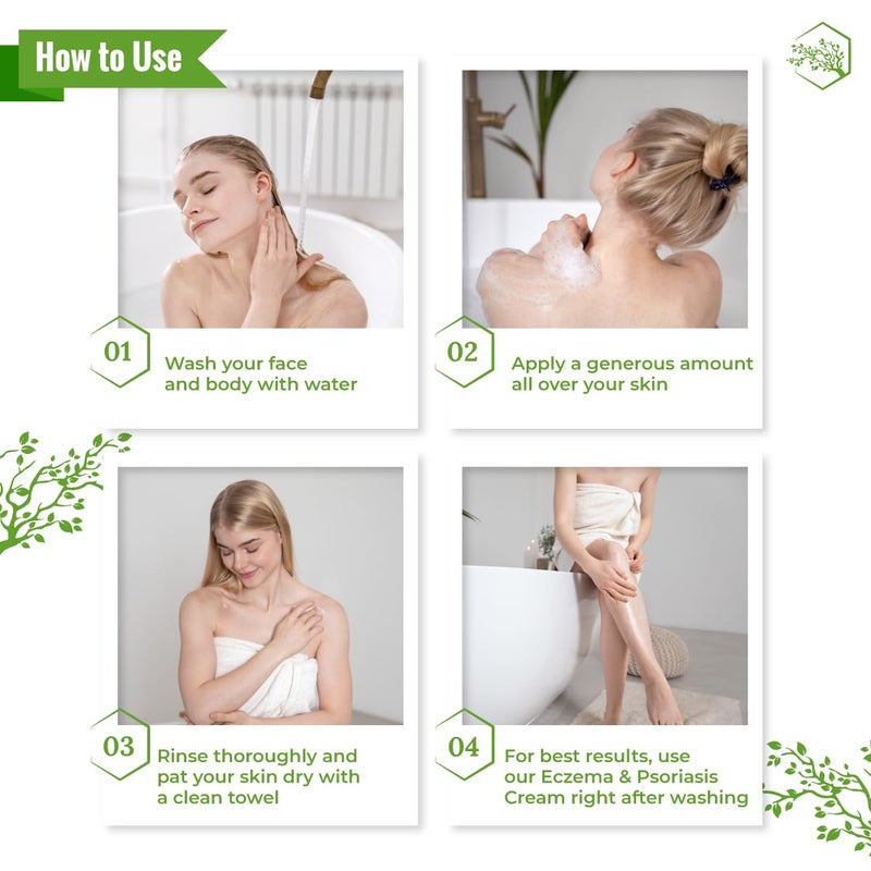 Wild Naturals Moisturizing Eczema Body Wash â€“ Gentle Psoriasis Body Wash for Itchy, Dry Skin Relief â€“ Eczema Soap for Redness and Flareups â€“ Hydrating Cleanser for Women and Men - Image 5