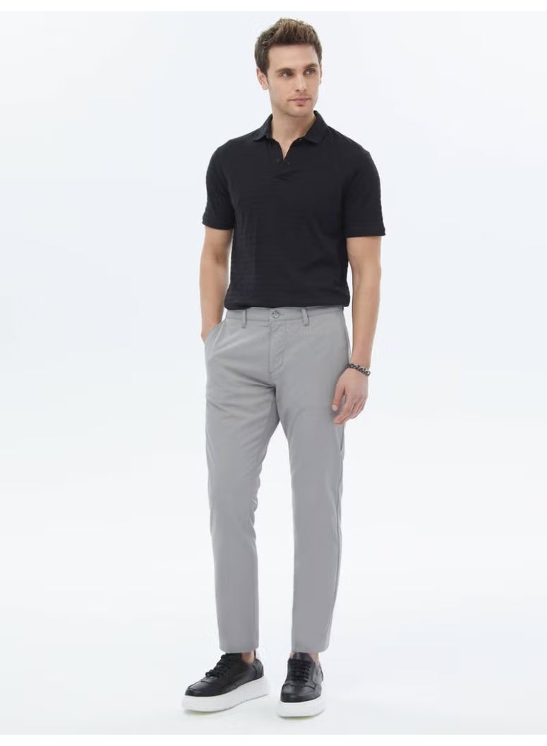 Kip Gray Woven Slim Fit Casual Trousers - Image 1