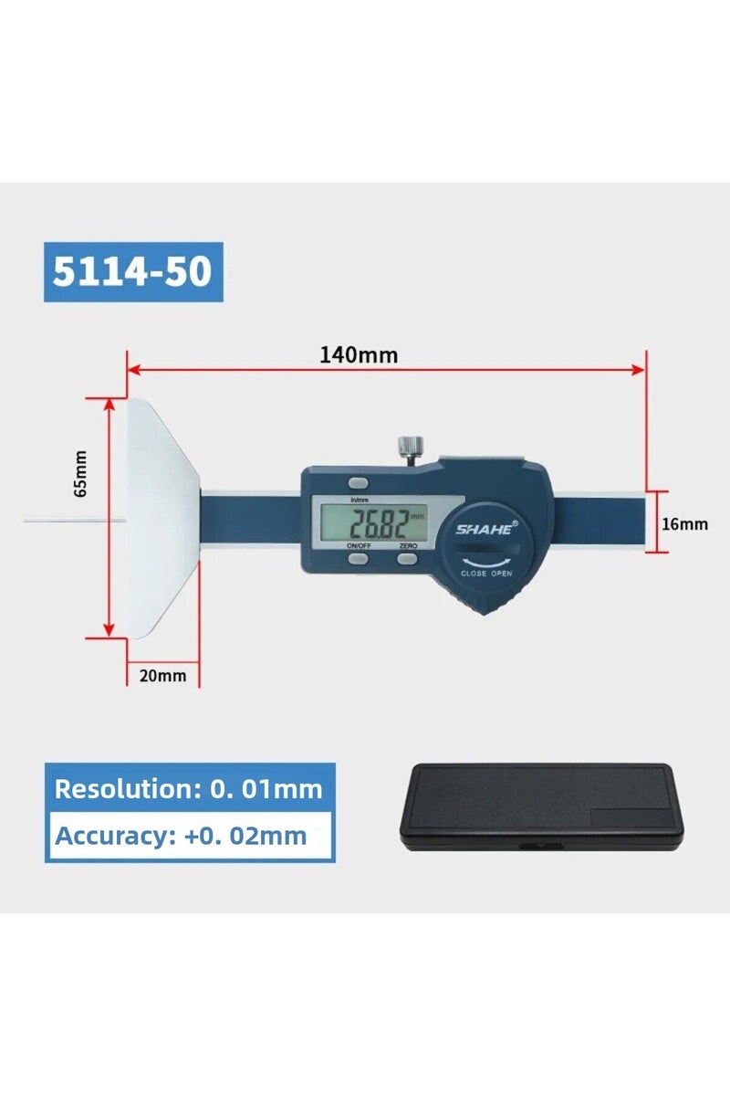 إيروريكس مقياس عمق مداس إطارات السيارات الرقمي من شاهي، من 0 إلى 50 مم، مصنوع من الفولاذ المقاوم للصدأ