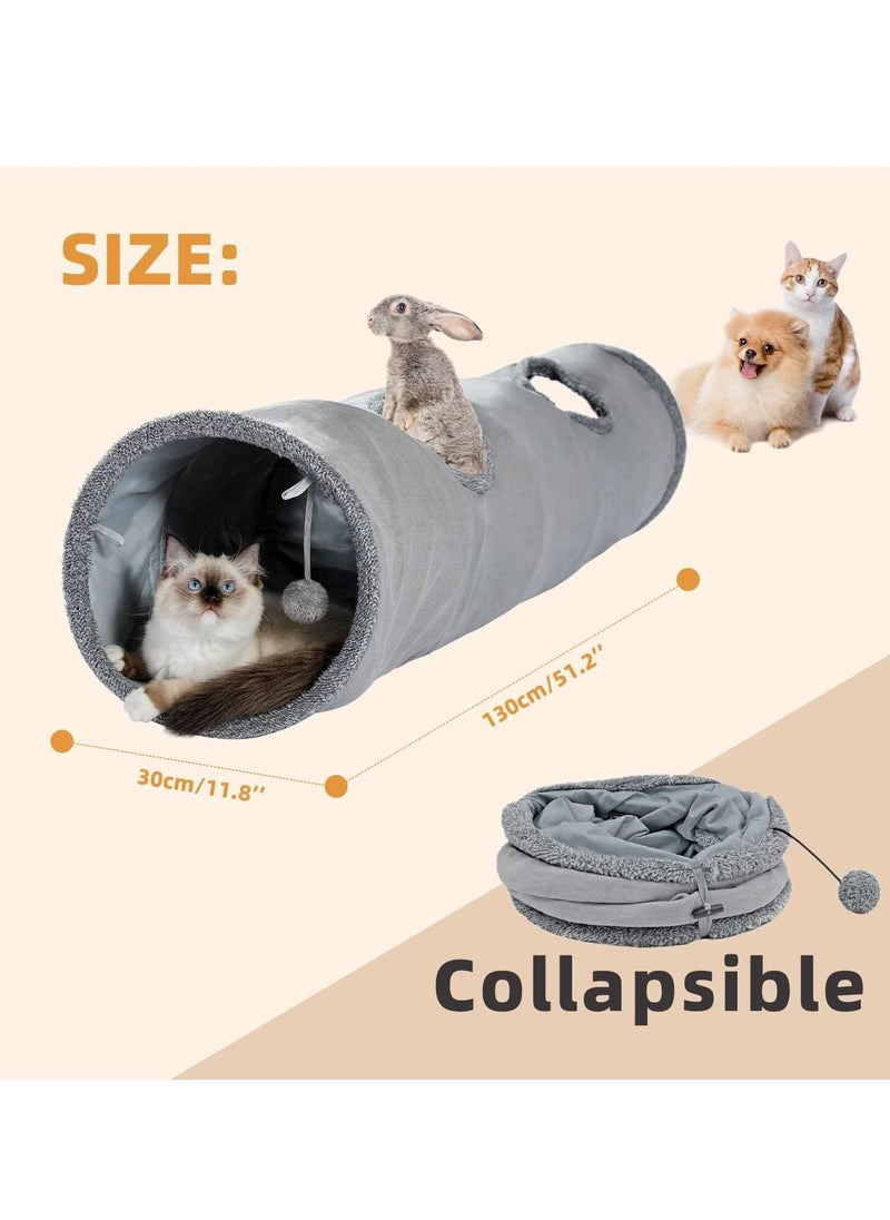 Alissa - Cat Tunnel 130 cm Long Cat Toys Collapsible Tunnel 30 cm in Diameter Large Cat Tube for Big Cat,Rabbits and Puppy- Large - Image 1