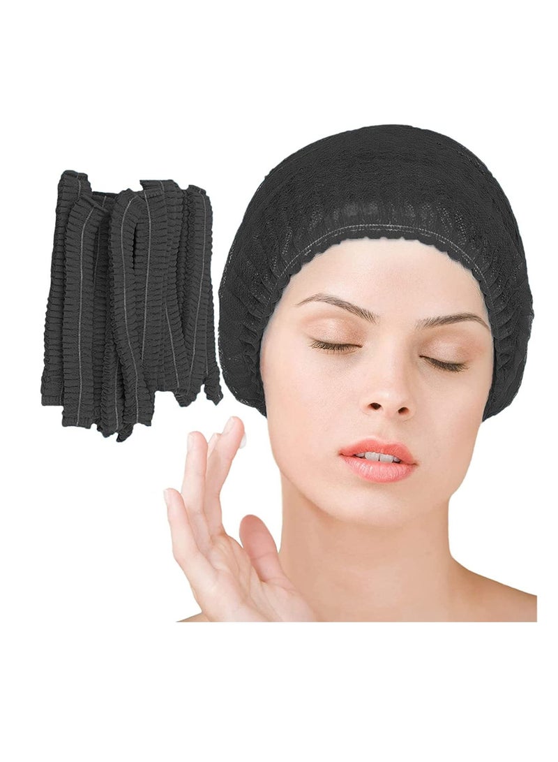 Disposable Bouffant Hair Net Kitchen Bathroom Cafeteria Restaurant Elastic Shower Cap Black 500pc - Image 1