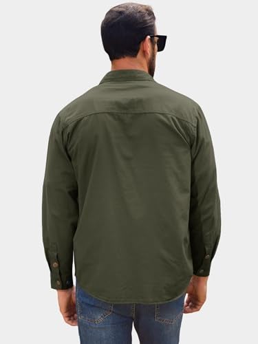 Gihuo Long Sleeve Work Shirts for Men Button Down Shirt Men Cotton Cargo Tactical Shirt for Fishing SafariArmyL - Image 3
