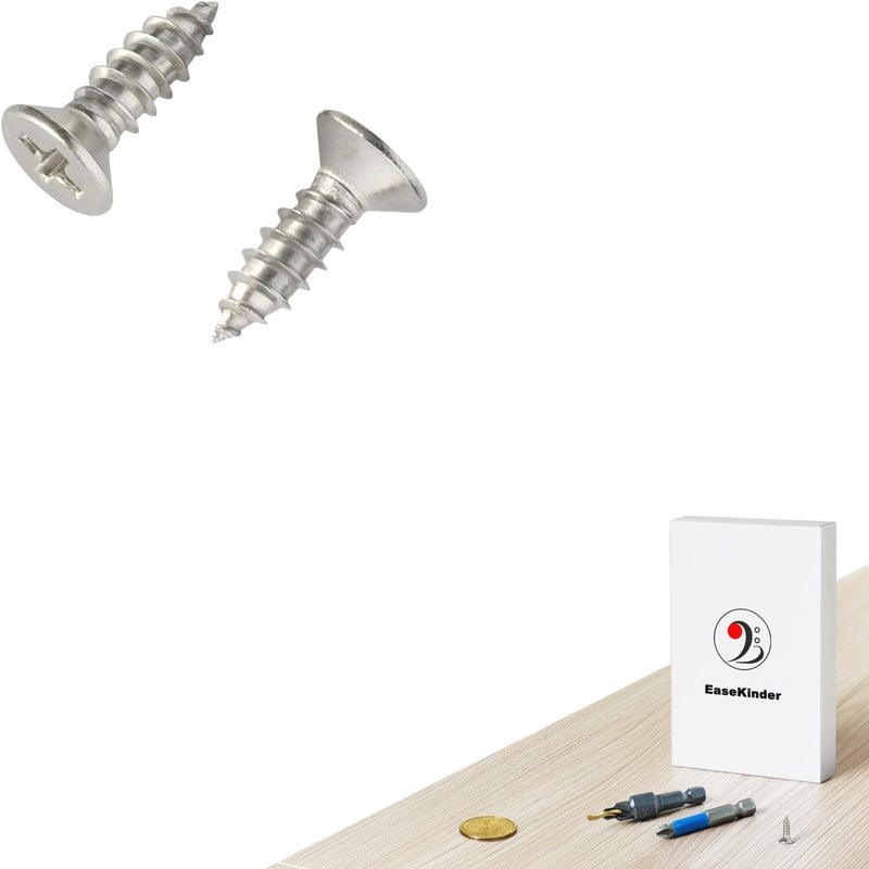 Kinder Wood Screws - 120PCS Flat Head Phillips Screws, 304 Stainless Steel Screw with Adjustable Wood Countersink Kit (#6 x 1/2") - Image 4