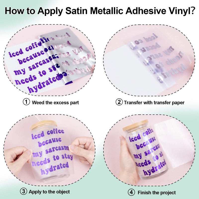 VINYL FROG Purple Metallic Matte Adhesive Vinyl, 12" x 6ft Roll - Craft Vinyl for Home Decor, Mug, Car & Other Stickers - Image 3
