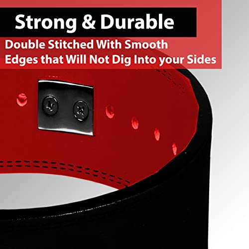 IBRO Powerlifting Lever Gym Belt – Power 10MM Extreme Heavy Duty Genuine Leather Belts - Squats Deadlifts Bodybuilding Weight Lifting IPF Power Lifting Strongman for Men BlackRed L - Image 4