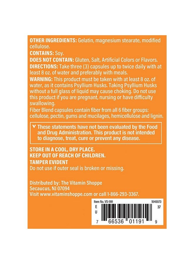 The Vitamin Shoppe Fiber Blend, A Natural Source of Insoluble and Soluble Fiber, Supports Digestive Health & Regularity (300 Capsules) - Image 4
