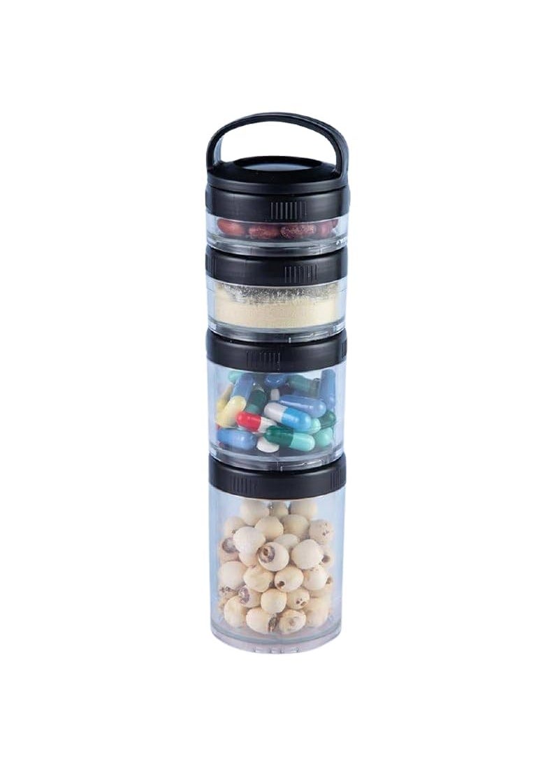 Lemonzza Lemonzza Portable Stackable Snack Container 4 Layer Snack Container Nut Box Snack Storage Jars and Portion Control Food Storage Container with Lid Twist Lock Storage Container Snack Cups  - Image 1