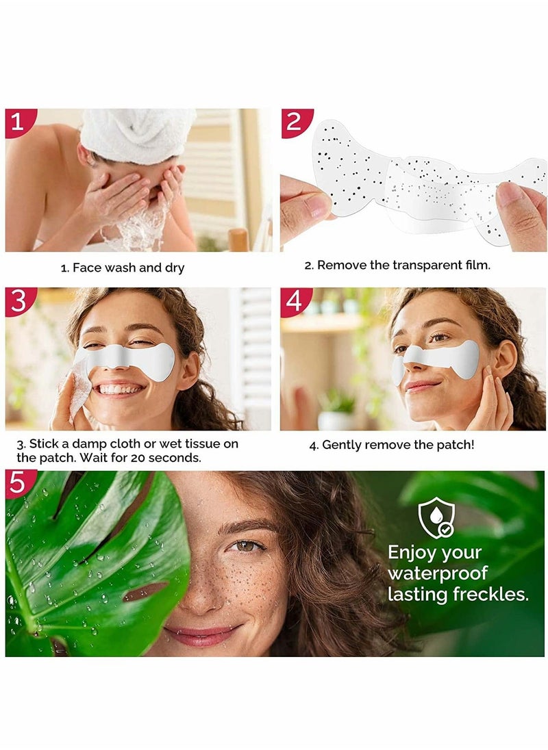 Y&D - Freckles Temporary Tattoos, 6 Sheets 12 Pcs Face Tattoo Stickers Waterproof Natural Looking Fake Tattoos Freckle Patch, Makeup Accessories for Women - Image 1