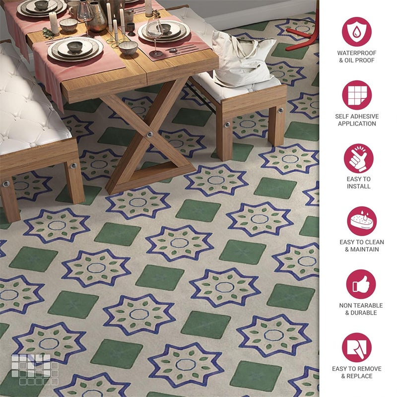 MOSAICOWALL Mosaicowall DIY Peel and Stick Floor Tiles Wall Tiles for Kitchen Living Dining Room Matte Flooring Tile FST014 12 X 12 Inches Pack of 12  - Image 2