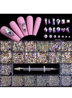 VERONNI 3100Pcs Professional Nail Rhinestones Kit with Wax Pen Multi Diamonds Shapes Crystal AB Rhinestones for Nail Art Craft Mix Sizes 3D Nail Gems Packaged in Storage Box Nail Art Supplies Accessories  - Image 1