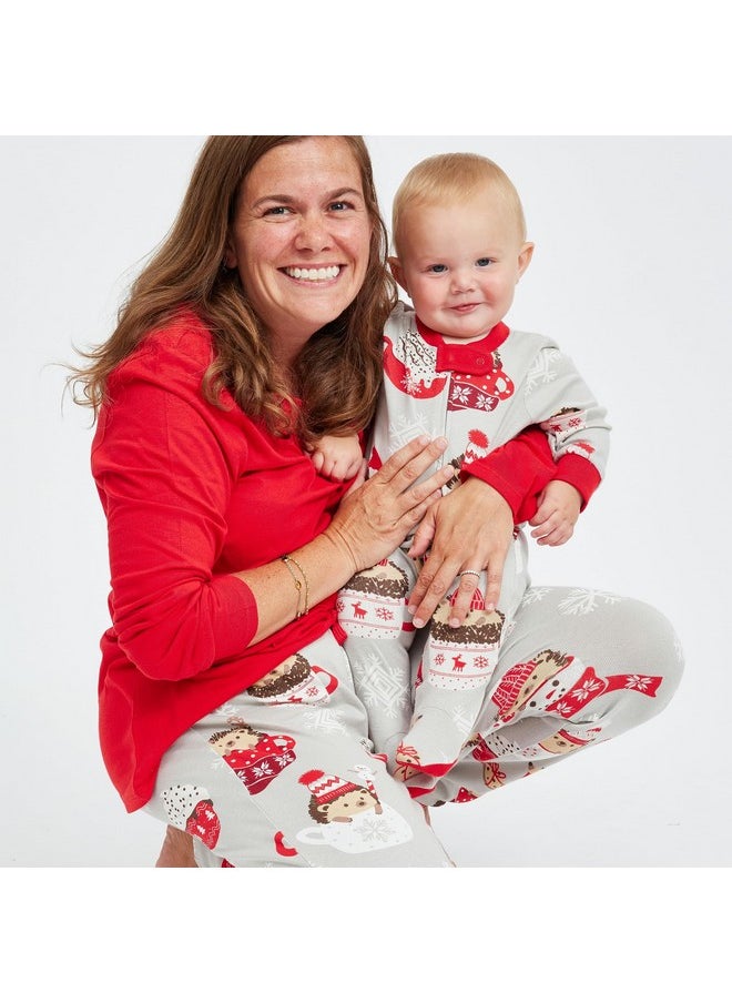 HonestBaby HonestBaby Family Matching Holiday Pajamas Organic Cotton for Men, Women, Kids, Toddlers, Baby Boys, Girls, Unisex Pets , Hedgehog N Cocoa, Medium/Large  - Image 2