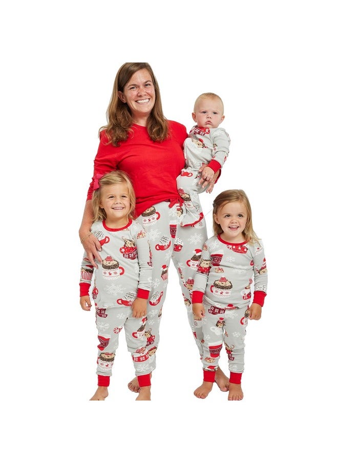 HonestBaby HonestBaby Family Matching Holiday Pajamas Organic Cotton for Men, Women, Kids, Toddlers, Baby Boys, Girls, Unisex Pets , Hedgehog N Cocoa, Medium/Large  - Image 1