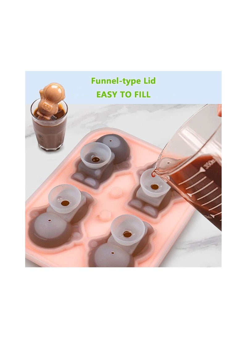 SYOSI - Astronaut Ice Cube Mold, Spaceman Shape Ice Cube Tray, 4 Astronaut Ice Balls for Chilling Drinks, Silicone Ice Mold Mold - Image 1