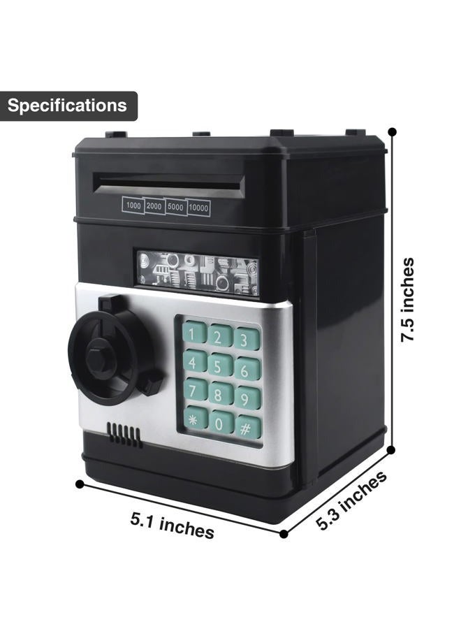 Totola Piggy Bank Electronic Mini ATM for Kids Baby Toy, Safe Coin Banks Money Saving Box Password Code Lock for Children,Boys Girls Best Gift (Black) - Image 4