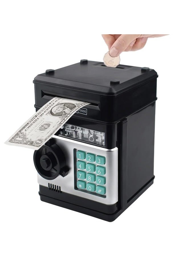Totola Piggy Bank Electronic Mini ATM for Kids Baby Toy, Safe Coin Banks Money Saving Box Password Code Lock for Children,Boys Girls Best Gift (Black) - Image 1