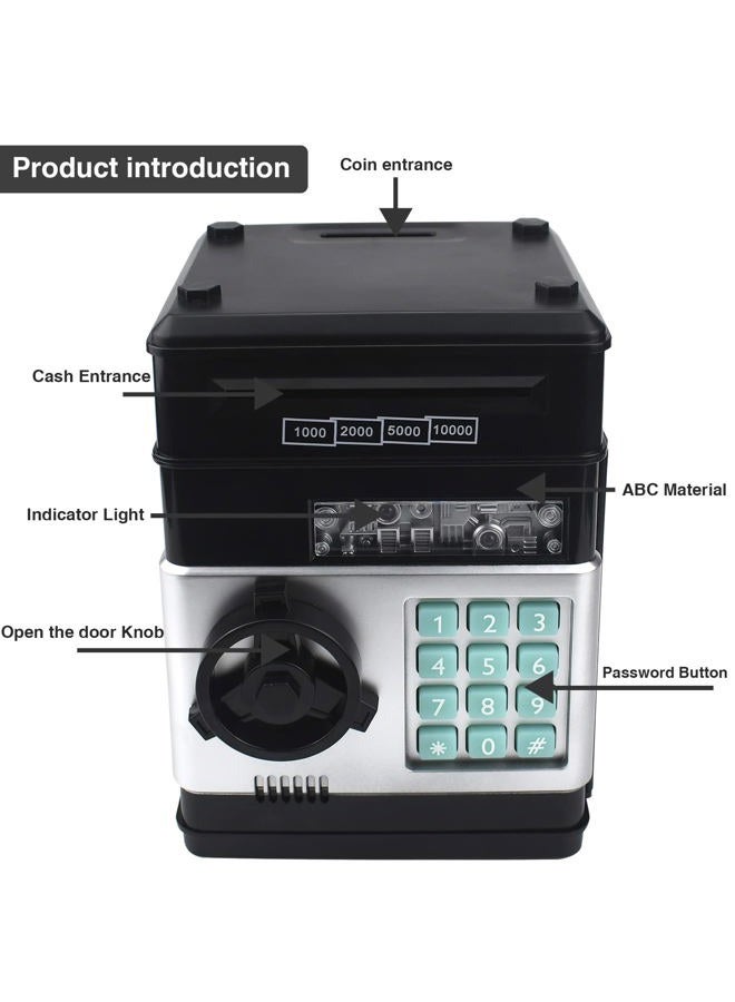 Totola Piggy Bank Electronic Mini ATM for Kids Baby Toy, Safe Coin Banks Money Saving Box Password Code Lock for Children,Boys Girls Best Gift (Black) - Image 3