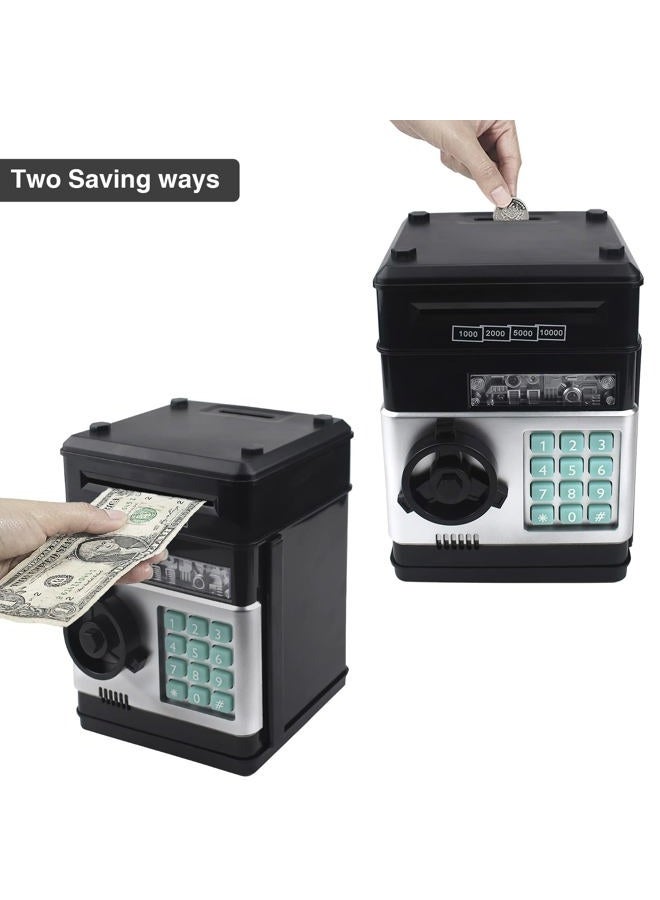Totola Piggy Bank Electronic Mini ATM for Kids Baby Toy, Safe Coin Banks Money Saving Box Password Code Lock for Children,Boys Girls Best Gift (Black) - Image 2