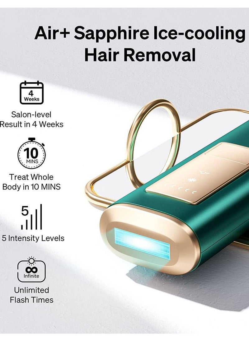 Ulike - Ulike Sapphire AIR+ IPL Hair Removal Handset with Ice-Cooling Technology for Painless Result Green - Image 1