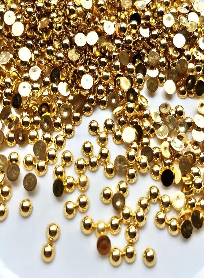 Indikonb Half Cut Gold CCB Plastic Embellishments | Flat Back for DIY Crafts, Jewelry Making & Decoration | Bulk Pack 90g (6MM)