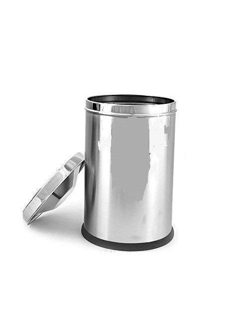 SWERTIA SWERTIA Satyaki Steels Stainless Steel Covered Swing Dustbin for Home and Kitchen Silver Paper Recycle Bin Trash Can with Metal Lid Garbage 10 x 14 in  - Image 3