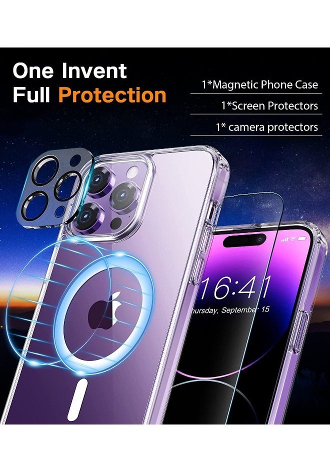 Sifa - iPhone 15 Pro Max Case, with 9H Tempered Glass Screen Protector + Camera Lens Protector, Ultra Thin Scratch Resistant Drop Anti-Yellowing Magnetic Back Cover for iPhone 15 Pro Max 2023 - Image 1