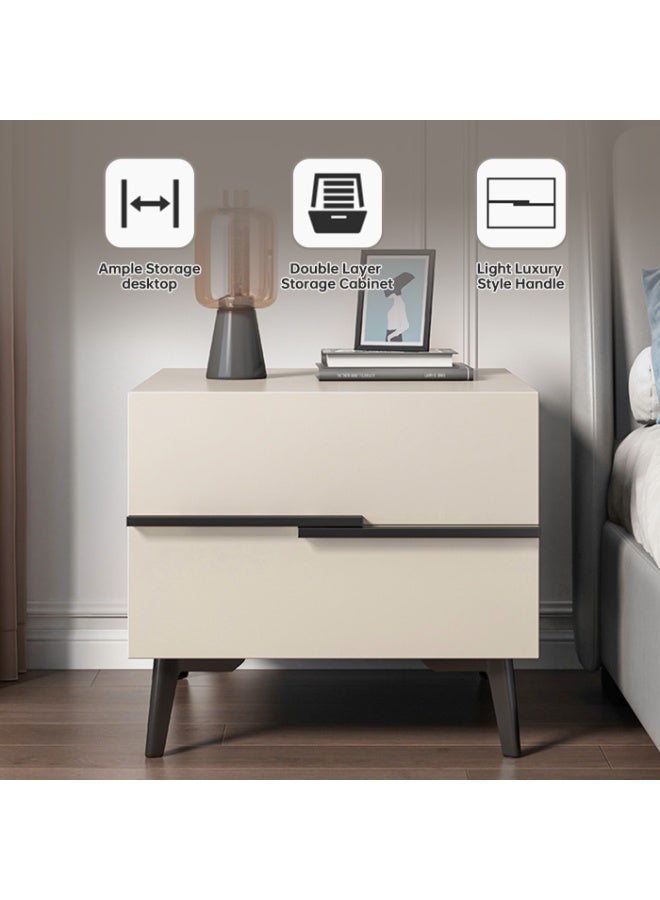 ALIVINGHOME Modern Minimalist Nightstand Bedside Table with 2 Drawers for Bedroom Living Room - Image 3