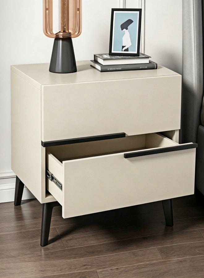 ALIVINGHOME Modern Minimalist Nightstand Bedside Table with 2 Drawers for Bedroom Living Room - Image 2