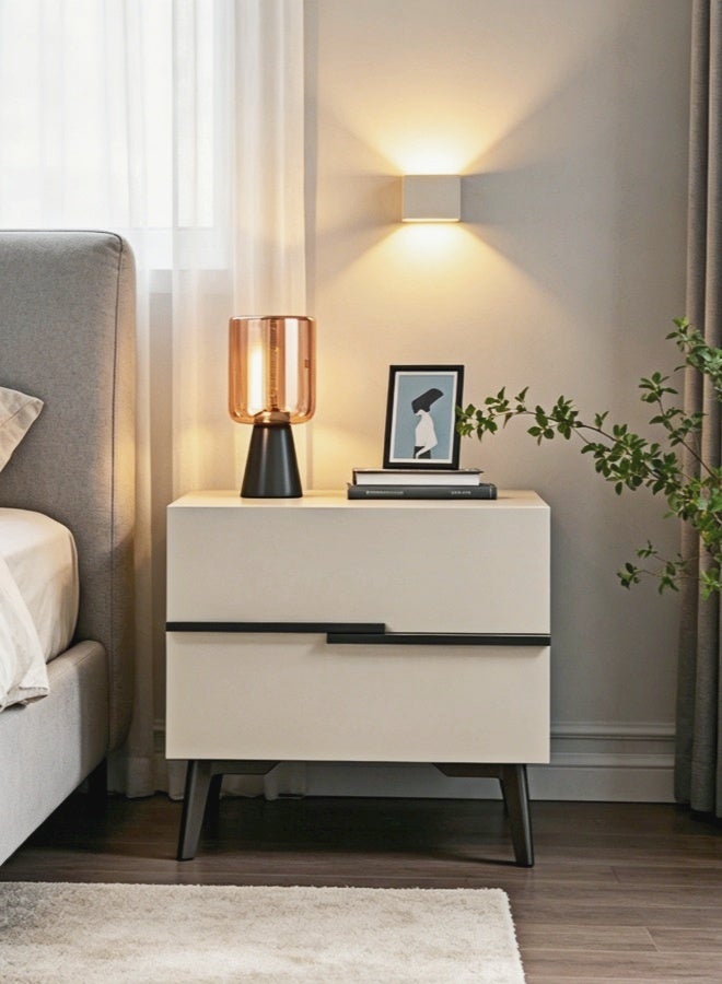 ALIVINGHOME Modern Minimalist Nightstand Bedside Table with 2 Drawers for Bedroom Living Room - Image 1