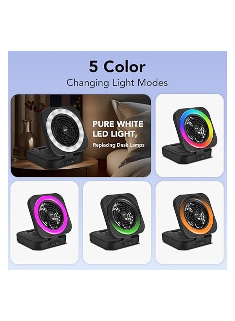 Rechargeable Bluetooth Speaker with Fan – Portable Wireless Speaker with LED Night Light, Radio Function – Ideal for Indoor, Office, Camping & Outdoor Use – Black  - Image 4