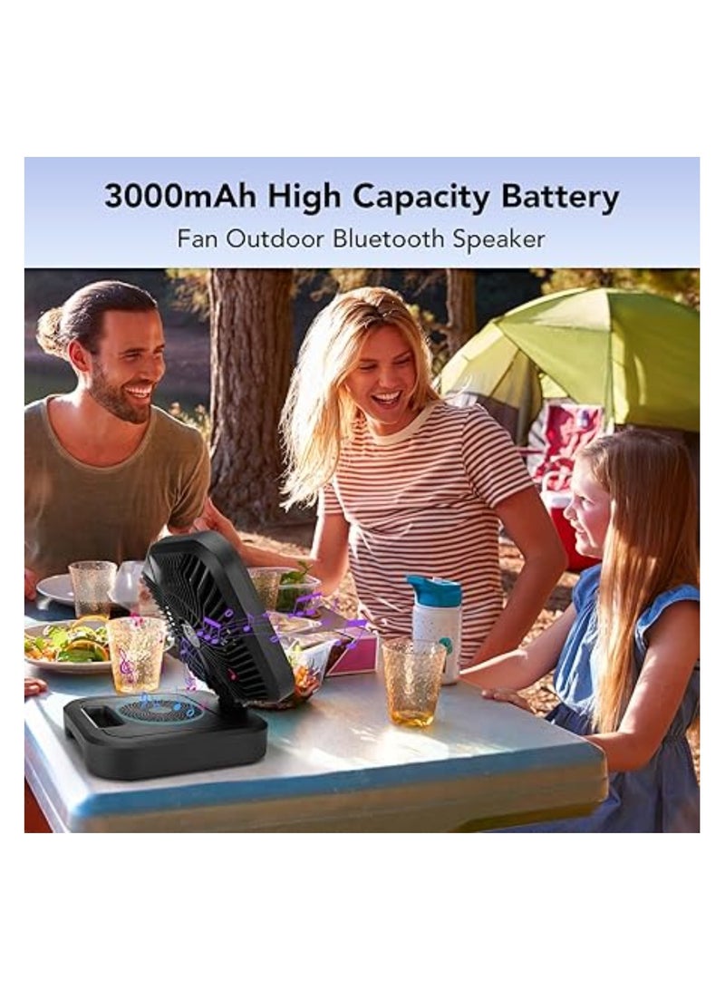 Rechargeable Bluetooth Speaker with Fan – Portable Wireless Speaker with LED Night Light, Radio Function – Ideal for Indoor, Office, Camping & Outdoor Use – Black  - Image 5