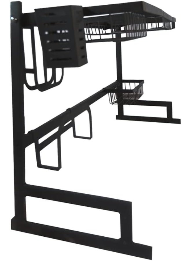 رف تجفيف الأطباق فوق الحوض، رف أطباق من طبقتين من الفولاذ المقاوم للصدأ، رف أطباق - Image 2