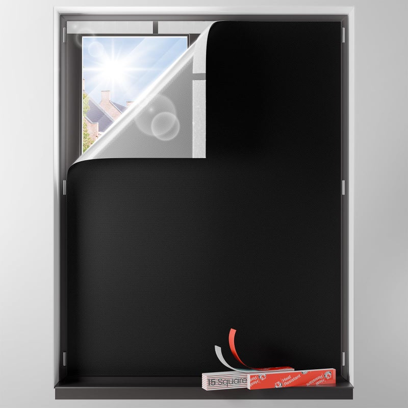 Sumobaby Sumobaby Blackout Curtains for Bedroom Portable 48""x84"" No Drill Blackout Shades with Upgraded Hook&Loop Tapes 100% Blackout Window Cover Thermal Insulated Blinds for Bedroom Nursery(1 Panel Black)  - Image 5
