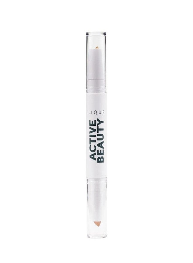 ليك قلم مكياج ثنائي LIQUE Active Highlighter & Eye Brightener، تركيبة نباتية كريمية قابلة للمزج، يخفي الهالات السوداء ويضيء العيون، خفيف الوزن، تأثير منعش، ذهبي وردي، 0.09 أونصة. - Image 2