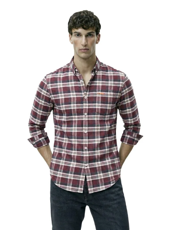 The Indian Garage Co Men Slim Fit Checked Buttondown Collar Full Sleeves Shirt