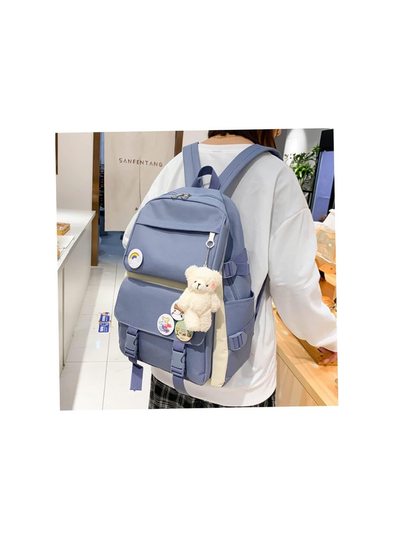 GGOOT School Backpack Set,Girls School Backpack School Backpack Set,Cute Backpack School Backpack,Girls Teenage School Bag with Crossbody Bag Blue  - Image 5