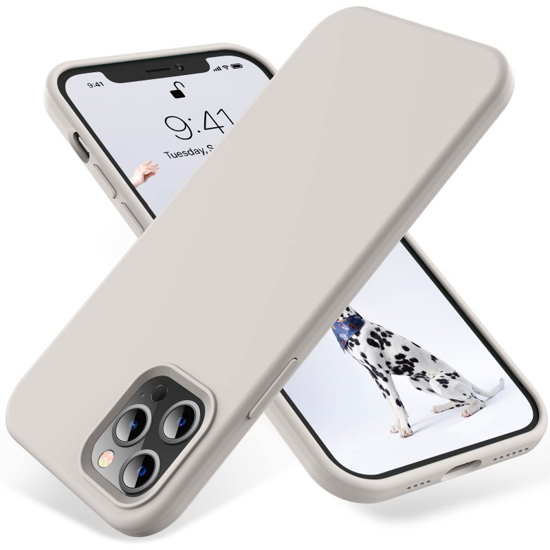 OTOFLY for iPhone 12 Pro Max Case (Slim Shockproof) (Military Grade Drop Protection) Soft Liquid Silicone with Anti-Fingerprint Phone Case,Stone - Image 1