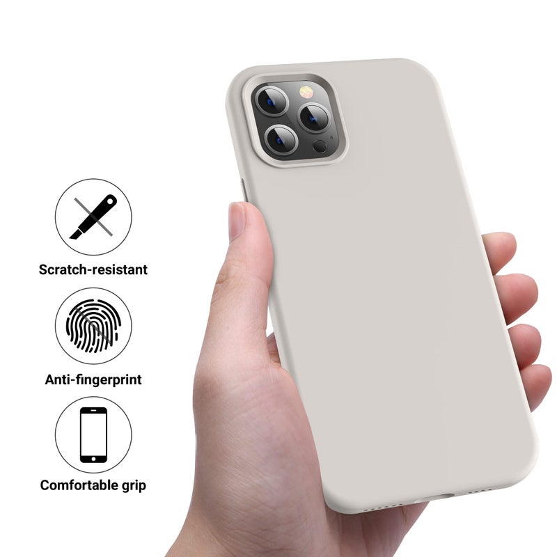 OTOFLY for iPhone 12 Pro Max Case (Slim Shockproof) (Military Grade Drop Protection) Soft Liquid Silicone with Anti-Fingerprint Phone Case,Stone - Image 4