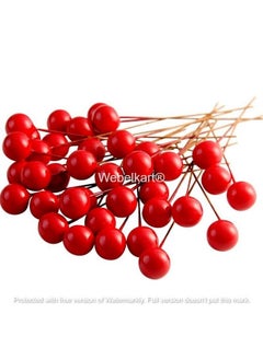 Webelkart Webelkart®️ Premium 20 Pcs Red Artificial Holly Berries Small and Big Size for Christmas Wreath Decorations Wreath Making Supplies Crafts, Christmas Tree Flower Decorations Christmas Table Decoration  - Image 4