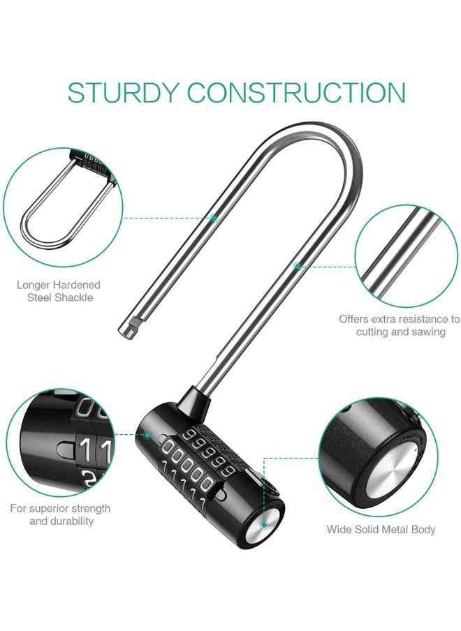 Rubik Padlock with 5 Numbers Combination Lock, Large Lengthened Beam Cabinet Door Handles Safety Locker for School Gym Luggage Travel Toolbox Closet Wardrobe Gate  - Image 3