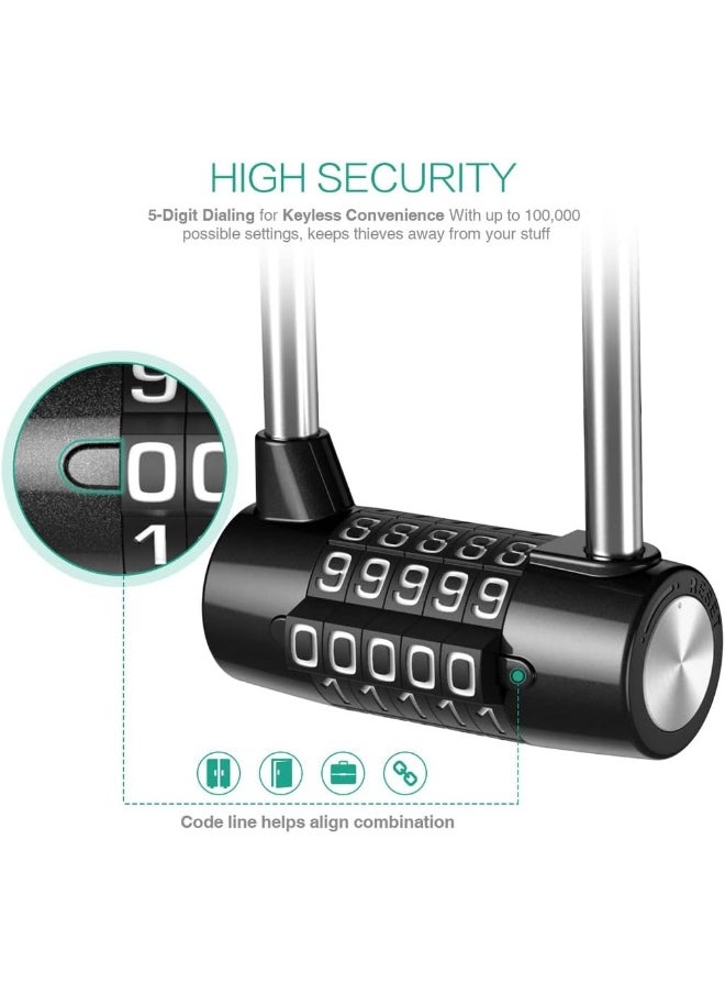 Rubik Padlock with 5 Numbers Combination Lock, Large Lengthened Beam Cabinet Door Handles Safety Locker for School Gym Luggage Travel Toolbox Closet Wardrobe Gate  - Image 2