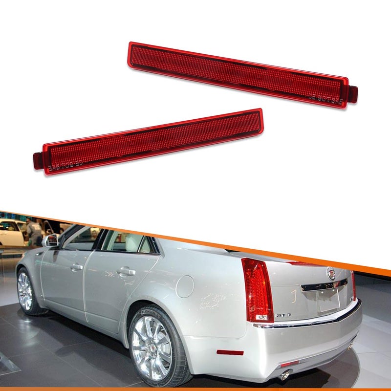 ADIIL Red Cover Lens Rear Bumper Side Marker Light Reflectors Assembly For 20082013 Cadillac CTS CTSV
