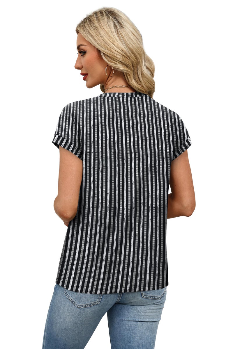 Alaroo Cute Tops for Women Dressy Short Sleeve Shirts Business Casual Summer Clothes 2026 Trendy Outfits Spring Fashion Clothing Vertical Striped XL - Image 5