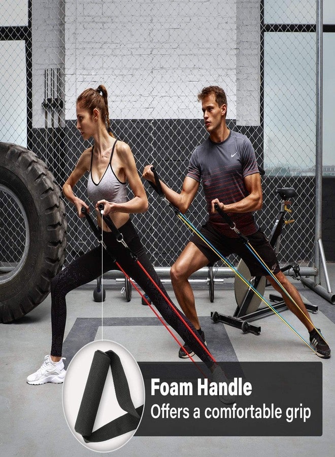 BRUSHFINCH Exercise Bands with Door Anchor, Handles, Waterproof Carry Bag, Legs Ankle Straps for Resistance Training, Physical Therapy, Home Workout, Rubber, Pack of 1, Multicolor - Image 3