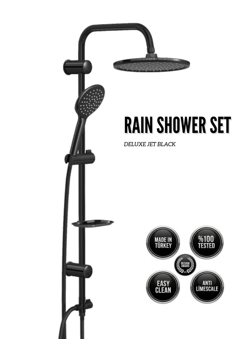 MAAT Deluxe Jet Black Rain Shower Set | Deluxe Jet Black Rain Shower Set | Premium Turkish Build  - Image 1
