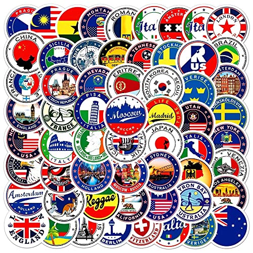 iDream Self-Adhesive World Travel Flag Logo Stickers (Set of 60) – Vibrant Collection for Laptops, Luggage, and Decor, Perfect for Travel Lovers and Flag Enthusiasts - Image 1