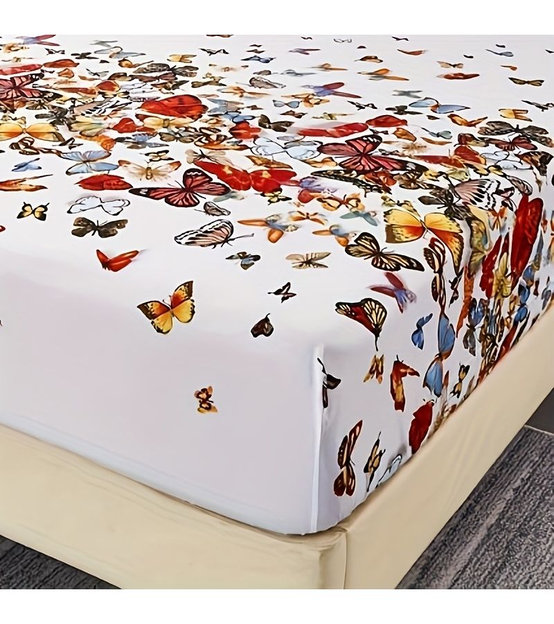 A 3 Piece Butterfly Print Bed Sheet Set In Paradise Color Featuring Soft Comfortable Bedding For Bedroom And Living Room With Skin Friendly Vibrant Patterns Great Gift Choice For Family And Friends Twin Size - Image 4