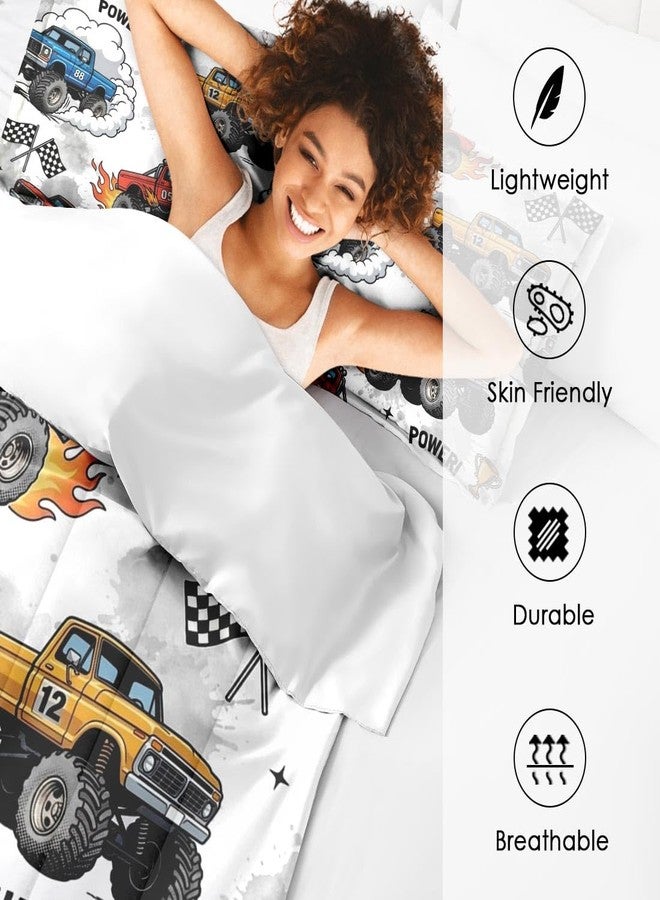 Nesphy Trucks Car Race Comforter Set for Boys Kids Toddlers Teens Adults Full, Cool Vehicle Wheel Bedding Sets Water Washed Microfiber Bedding with 1 Comforter 2 Pillowcase All Season - Image 3