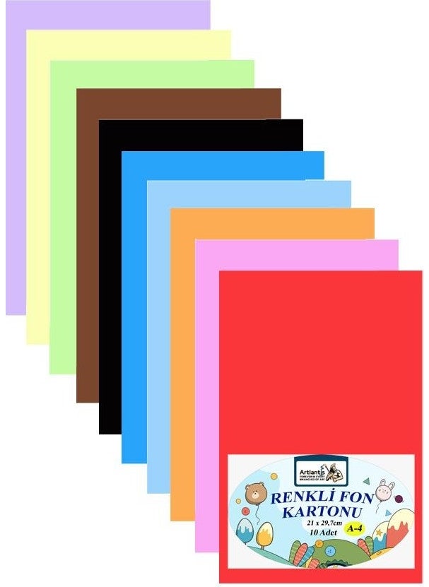 Artlantis كرتون خلفية A4 10 قطع 21 × 29.7 سم عبوة 1 كرتون خلفية ملون 10 قطع 21*29.7 عبوة 1  - Image 1